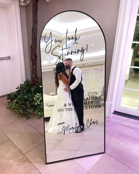 M & C Wedding day was beautiful🤍 Pictured: Black “You Look Stunning” mirror decal DM or email for pricing and all other inquiries Photographer : @studio27photography Venue: @watermillcaterers Bride: @therealmarilyn_ Signage : @kismetdetails Wedding Selfie Mirror, Wedding Planning Boards, Wedding Selfie, Wedding Mirror, Mirror Decal, Selfie Mirror, Black Mirror, Dance Floor, Beautiful Pictures