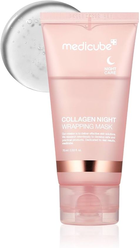 Amazon.com : Medicube Collagen Night Wrapping Peel Off Facial Mask - Overnight Sleeping Mask For Elasticity & Hydration Care, Reduces Sagging & Dullness - Collagen Extract For Radiant Skin - Korean Skin Care : Beauty & Personal Care Medicube Collagen Night Wrapping Mask, Medicube Collagen Mask, Korean Sheet Mask Aesthetic, Medicube Skin Care, Korean Mask Skincare, Manifesting List, Medicube Collagen, Collagen Face Mask, Korean Skin Care Products