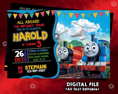 Thomas Train Invitation, Thomas Birthday, Thomas Train Party, Thomas Train Card, Thomas Train Invite Thomas And Friends Birthday Party, Thomas And Friends Birthday, Train Birthday Party Invitations, Thomas Train Birthday, Train Birthday Invitation, Thomas The Train Birthday, Train Invitation, Thomas The Train Birthday Party, Friends Birthday Party