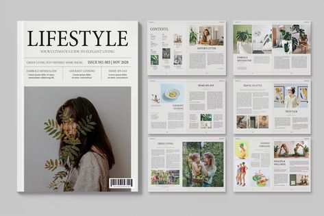 Lifestyle Magazine Template, ft. lifestyle & living - Envato Elements Minimalist Boho Aesthetic, Modern Minimal Style, Brochure Template Layout, Fashion Content, Music Web, Spa Day At Home, Streamline Design, Boho Aesthetic, Vector Template