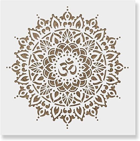 Om Symbol Art, Mandala Wall Stencil, Om Mandala, Stencils For Walls, Cool Stencils, Stencil Decor, Buddhist Symbols, Stencils For Painting, Reusable Stencils