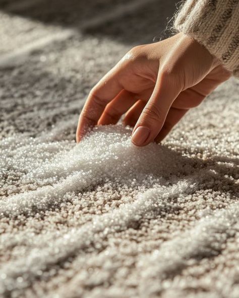 Add salt to your carpet. Here's why. This is something carpet cleaners will never tell you. Shampoo Carpet Tips, Carpet Shampoo Hacks, How To Get Stains Out Of Carpet, Shampoo Carpet, Spot Cleaning Carpet, Ivory Carpet, How To Remove Glue, Removing Carpet, Dark Carpet