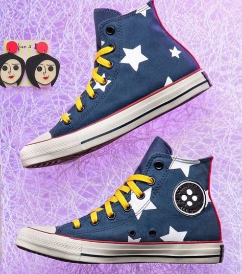 Coraline Converse, Coraline Shoes, Other Mother Coraline, Cool Converse, Cute Converse Shoes, Painted Shoes Diy, Other Mother, Cute Converse, Coraline Jones