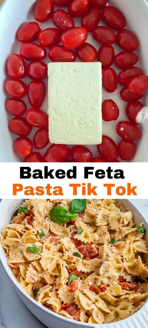 Baked Feta Pasta Food Network, Baked Feta And Tomatoes Pasta, Greek Feta Pasta Bake, Pasta And Feta Recipes, Easy Healthy Pasta Bake Recipes, Feta Pasta Bake With Spinach, Feta Recipes Easy, Better Than Feta Pasta, Pasta Tomato Feta