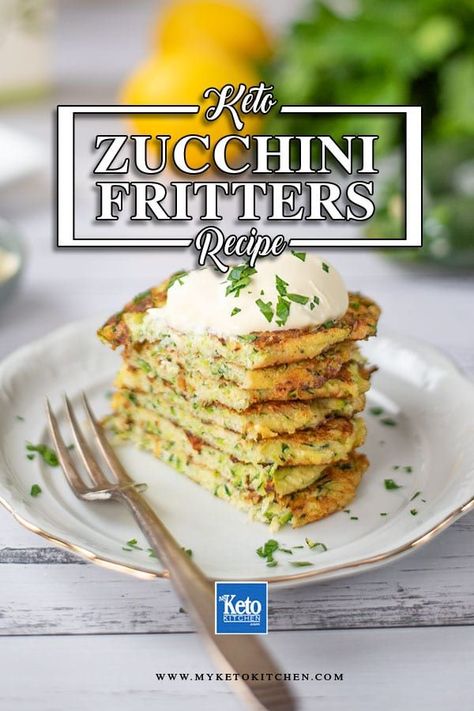 These Keto Zucchini Fritters are crispy on the outside and soft on the inside. They are loaded with delicious, sharp parmesan cheese and seasoned to perfection. Serve these gluten free pancakes as a main dish at dinner or lunch, or a tasty side dish, or even as a replacement hash brown at breakfast. The Fritters are grain free, low carb and delicious. Keto Zucchini Fritters, Benefits Of Eggs, Low Carb Zucchini Lasagna, Zucchini Fritters Recipe, Keto Zucchini, Fritters Recipe, Low Carb Zucchini, Zucchini Fritters, Low Carb Sides