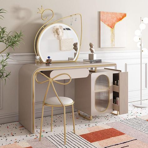 Dressing Table Session. Dressing Table Decor, Centerpiece Table, Wooden Wardrobe Design, Drawing Room Decor, Aesthetic Interior Design, Dressing Table With Chair, Dressing Table Design, Wardrobe Door Designs, Bedroom Dressing Table