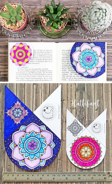 Bookmarks Mandala, Coloring Pens, Blank Coloring Pages, Handmade Bookmarks Diy, Flower Bundle, Corner Bookmark, Jesus Artwork, Creative Bookmarks, Bookmark Craft