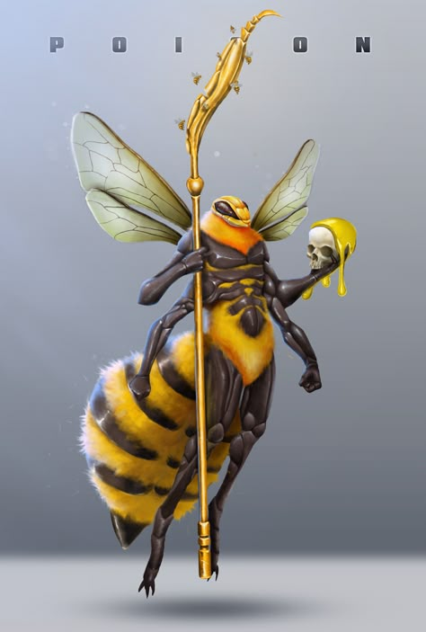 Fantasy Bug Creature, Queen Bee Character Design, Bee Person Character Art, Insectoid Humanoid, Insect People, Humanoid Insect, Bee Character Design, Bee Monster, Bee Oc