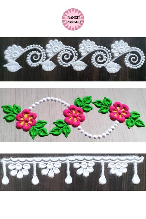 Easy Border Rangoli Design | Daily Door Rangoli | Side Rangoli | Rangit Rangoli Rangoli Border Designs For Door, Rangoli Door Border, Rangoli Designs Door Border, Door Side Rangoli Designs, Door Rangoli Designs, Door Border Rangoli Designs, Side Rangoli, Door Rangoli, Border Rangoli Designs