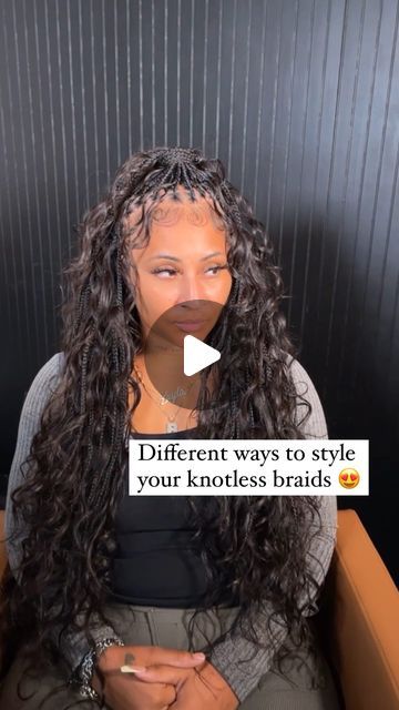 Ways To Wear Your Knotless Braids, Small Bohemian Knotless Braids Styles, Boho Knotless Style Ideas, Long Boohoo Braids, Boho Knotless Braids With Sew In, Medium Boho Knotless Braids Body Wave, Loose Wave Knotless Braids, How To Style Knotless Braids For Wedding, Body Wave Boho Knotless