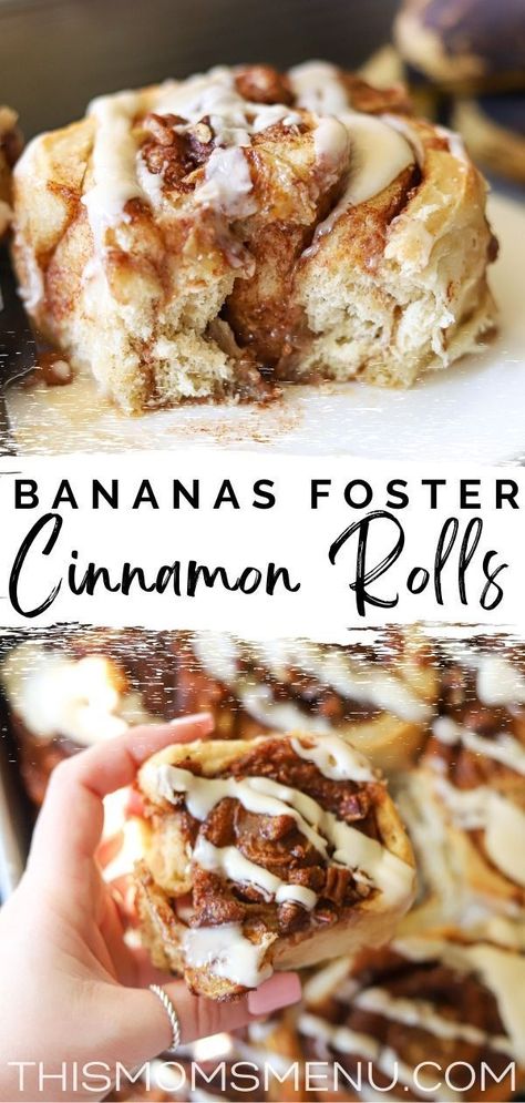 Banana Cinnamon Rolls No Yeast, Pecan Topping For Cinnamon Rolls, Streusel Cinnamon Rolls, Banana Sweet Rolls, Banana Rolls Recipe, Banana Cream Cinnamon Rolls, Variations Of Cinnamon Rolls, Elevated Cinnamon Rolls, Selling Homemade Cinnamon Rolls