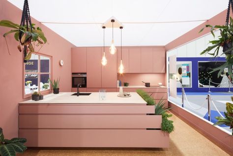 Blush Kitchen, Colored Kitchen, Herb Wall, Herb Gardening, Kitchen Interior Design Modern, New Interior Design, Little Greene Paint, Grand Designs, Little Greene