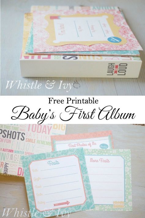 Free Printable Baby Album - Make a keepsake album with all your baby’s firsts Diy Baby Album Ideas, Diy Baby Book, Baby Album Design, Baby Book Pages, Baby Books Diy, Books Diy, Baby Record Book, Baby Scrapbook Album, Baby Magic