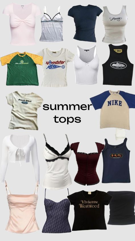 Summer Clothing Pieces, Summer Outfits Y2k Aesthetic, Summer Outfit Inspo Y2k, Summer Outfits Covered Up, Summer Tops Y2k, Cute Y2k Summer Outfits, Y2k Summer Clothes, Shuffles Outfits Y2k, Summer Outfit Y2k