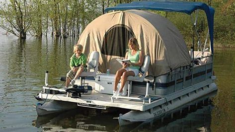 Pontoon Boat Camping and 9 Tips to Get You Started If you’re looking to get into pontoon boat camping, you’re probably excited but also antsy about the ordeal. But it’s not challenging as it seems. I’ll show you everything you need to know about pontoon boat camping. Here are the essential pontoon boat camping tips and advice to ensure a successful and enjoyable trip. 1. #boatcamper #boatingcamping #campinginboat #campinginpontoonboat #pontooncamping Diy Pontoon, Pontoon Boat Accessories, Pontoon Accessories, Boat Bimini Top, 1000 Lifehacks, Build Your Own Boat, Boat Building Plans, Jon Boat, Bass Boat