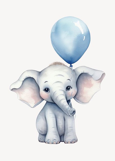 Balloon elephant, animal watercolor illustration | free image by rawpixel.com / Aum Elephant Illustration Cute, Cute Elephant Illustration, Baby Elephant Cartoon, Balloon Elephant, Cute Elephant Cartoon, Animal Body Parts, Elephant Balloon, Biggest Elephant, Animal Watercolor