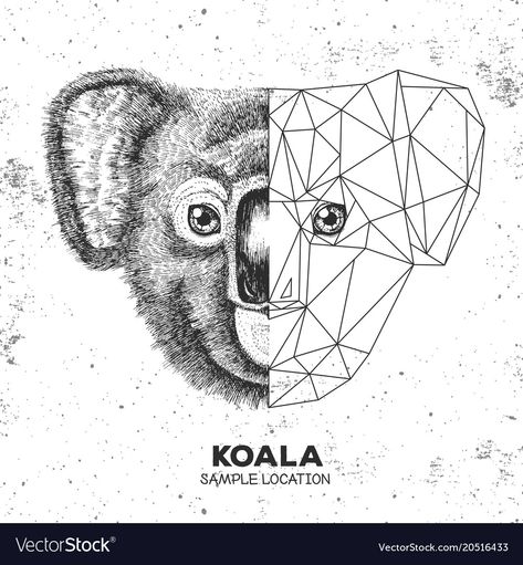 Geometric Koala Tattoo, Koala Tattoo, Koala Drawing, Hipster Animals, Pattern Drawing, Koala Bear, Geometric Art, Picture Tattoos, Koala