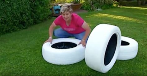 Large Garden Planters, Painted Tires, Planter Box Plans, Tire Planters, Tire Art, Idees Creatives, Diy Planter Box, Leftover Paint, Dekor Diy