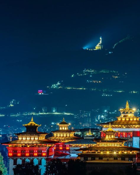 Thimphu nightscapes.... - Bhutan - Happiness is a place Bhutan Travel, Illustration Art Kids, The Buddha, Bhutan, Science Projects, Happiness Is, Brunei, Laos, Illustration Art