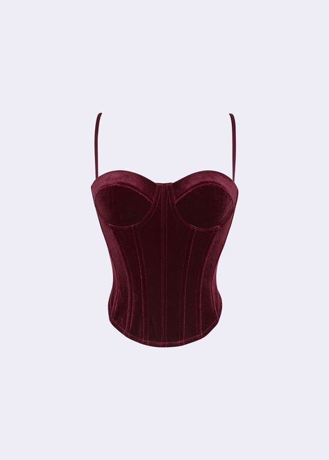 WINE – VELVET BLOUSE BLOUSE, CORSET, TOP  $290.00 Blouse Corset, Velvet Corset Top, Velvet Corset, Velvet Blouse, Velvet Blouses, Estilo Chic, Corset Top, Bangkok, Velvet