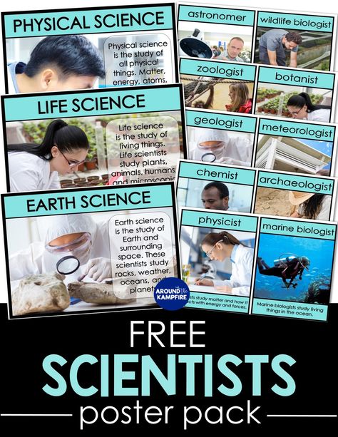 Free Science Posters, Science Tools Activities, Back To School Third Grade, Third Grade Science Activities, Types Of Scientists, Prek Themes, Elementary Science Teacher, Types Of Science, Science Safety