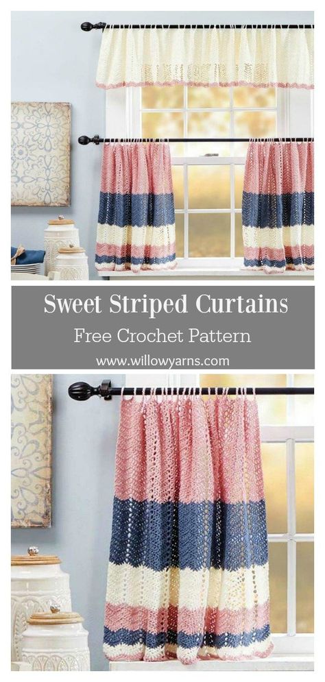 Window Curtain Free Crochet Pattern Curtain Crochet Pattern Free, Crocheted Curtains Pattern Free, Crochet Curtain Free Pattern, Knitted Curtains Free Pattern, Free Crochet Curtain Pattern, Crochet Curtains Free Pattern, Crochet Curtains Pattern, Diy Crochet Curtains, Valance Patterns Free