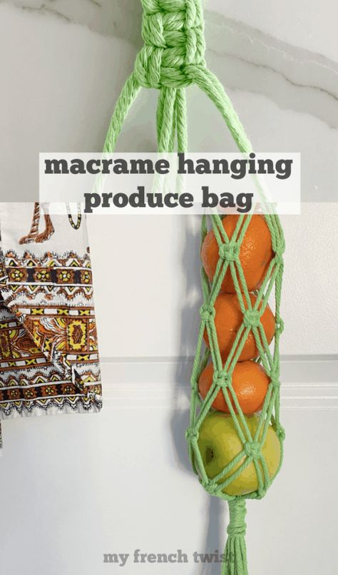 #macramehangingproducebag Macrame Vegetable Hanger Pattern, Macrame Onion Holder Pattern, Macrame Fruit Hanger Pattern, Onion Net Bag Diy, Macrame Potato Bag Diy, Macrame Onion Net, Things To Macrame, Onion Macrame, Diy Macrame Garlic Stocking