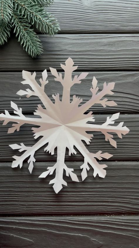 Origami Amazing 🤩 Paper Craft Tutorials | WoW! Easy 3D Christmas Snowflake DIY Christmas Crafts #tutorial #christmas2024 #christmas #diy #christmasdecor #foryou #fyp | Instagram Diy Paper Snowflakes Easy, Oragami Christmas, Paper Snowflakes Easy, Snowflake Origami, Snowflake Diy, 3d Paper Snowflakes, Diy Christmas Snowflakes, Paper Snowflakes Diy, Crepe Paper Flower