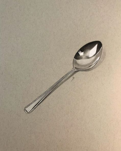 “My Drawing of a Spoon” by Ben Osborn – The Cutlery Review Croquis, Cutlery Drawing, Spoon Sketch, Spoon Reference, Still Life Pencil Shading, Spoon Drawing, Metal Drawing, Wall Collage Decor, Gcse Art Sketchbook