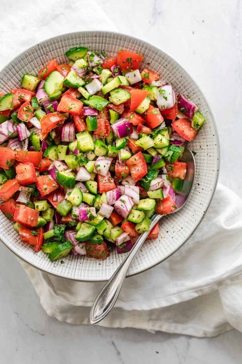 Turkish Salad, Shirazi Salad, Cucumber Avocado Salad, Salad Inspiration, Food Salad, Cucumber Avocado, Persian Cuisine, Tomato Cucumber, Iranian Food