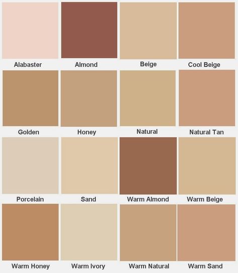 Shade Card For Wall Paint, Natural Tan Color Palette, Beige Shades Colour Palettes, Light Brown Shades, Wall Paint Colour Combination, Bisque Color, Tan Color Palette, Tan Paint Colors, Beige Wall Colors