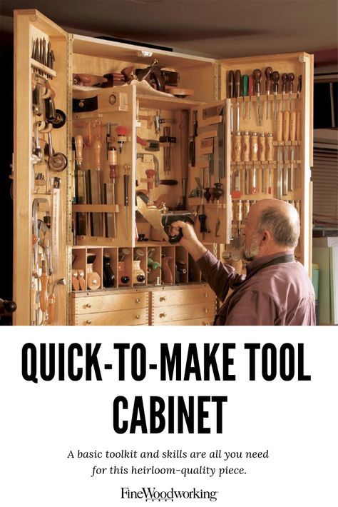 Woodworking Tool Cabinet, Tool Storage Cabinets, Woodworking Tools Storage, Garage Tool Storage, Cool Wood Projects, Workshop Organization, Tool Cabinet, Wood Tools, Workshop Storage