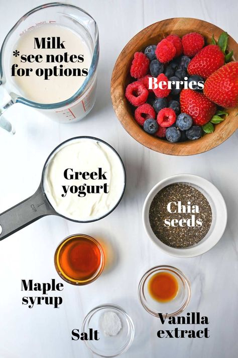 This refreshing Chia Parfait combines protein-packed Greek yogurt, wholesome chia seeds, and seasonal berries for a healthy sweet treat. Overnight Chia Yogurt, Greek Yogurt With Chia Seeds, How To Incorporate Chia Seeds, Chia Seed Yogurt Pudding, Chia Seed Greek Yogurt Recipe, Chia And Greek Yogurt, Chia Yogurt Parfait, Chia Seeds And Greek Yogurt, Chia Seeds For Breakfast