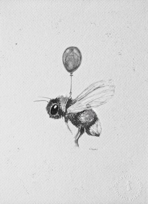 Single Bee Tattoo, Bee Balloon Tattoo, Bee With Balloon Tattoo, Book And Bee Tattoo, Bee Tattoo Designs Drawings, Lemon And Bee Tattoo, Black And White Bumble Bee Tattoo, Black And White Bug Tattoo, Micro Bumble Bee Tattoo