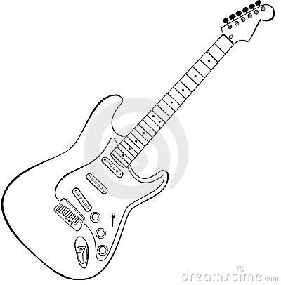 Rock guitar vector by Nero00, via Dreamstime Guitar Outline, Guitar Sketch, Guitar Tattoo Design, Guitar Vector, Guitar Drawing, Drawing Room Interior Design, Guitar Tattoo, Music Drawings, Rock Guitar