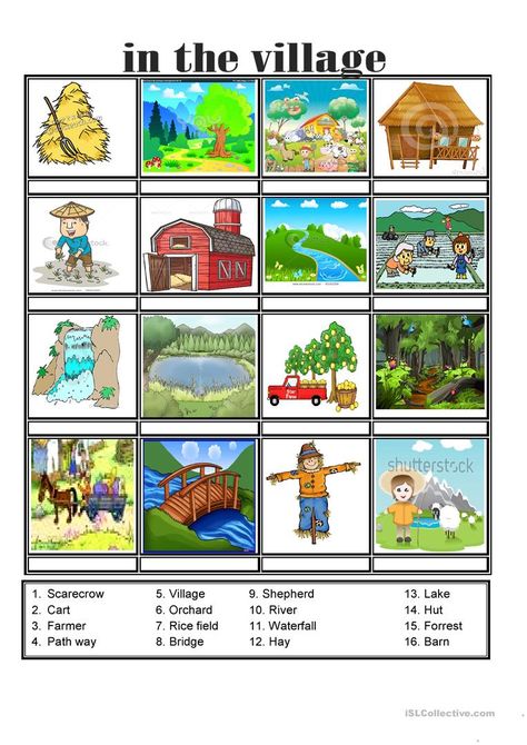 in the village - English ESL Worksheets Activity Village, All About Me Preschool, Semester 2, Special Educational Needs, Special Needs Students, Kindergarten Lessons, Summer Vacations, Reading Comprehension Worksheets, Educational Worksheets