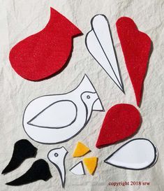 Cardinal Pattern, Felt Birds Ornaments, Diy Felt Christmas Ornaments, Felt Ornaments Patterns, Felt Crafts Christmas, Wool Applique Patterns, Cardinal Bird, Bird Crafts, Felt Embroidery