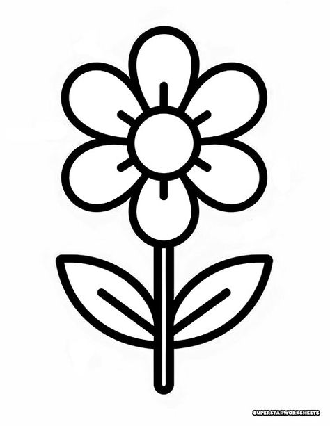 Flower coloring pages for kids and adults. Simple, pretty flowers for kids to color in. Featuring daisy, rose, tulips, daffodil, hydrangea, and more. Perfect PDF  flower coloring sheets you can download and print. Flower Pot Coloring Page, Flower Print Out, Bold And Simple Coloring Pages, Color Sheets For Adults, Flower Coloring Sheets Free Printable, Simple Colouring Pages For Kids, Free Printable Flower Coloring Pages, Flowers Worksheets For Kids, Simple Drawings Flowers