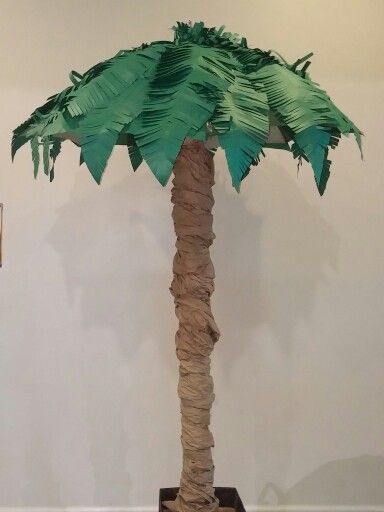 VBS 2015 Palm tree from umbrella Paper Palm Tree, Tree Props, Nautical Ideas, Bethlehem Christmas, Ward Christmas Party, Decoration Birthday Party, Christmas Program, Felt Leaves, Christmas Play