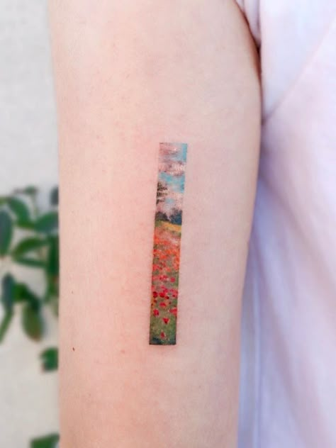 Monet Tattoo, Impressionism Flowers, Cloud Tattoo Design, Soft Tattoo, Framed Tattoo, History Tattoos, Korean Tattoos, Cloud Tattoo, Monet Art