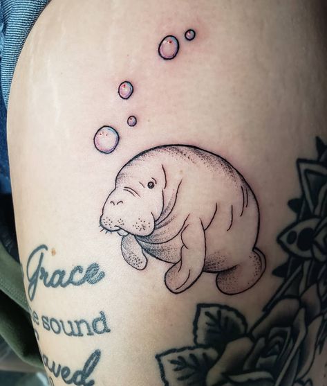 Amber Wilhelm | #manatee #manateetattoo #girlswithink #htxtattoo #texastattoo | Instagram Small Manatee Tattoo, Manatee Tattoo Ideas, Simple Manatee Tattoo, Manatee Tattoo, Filler Tattoos, Texas Tattoos, Dream Tattoos, Tattoo Inspo, Body Mods