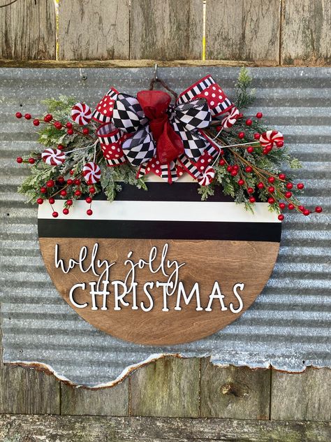 Holly Jolly Christmas is a classic greeting to all of your Holiday guests. Choose the blank DIY kit and grab your paints and be ready to paint to your heart's delight. We do offer adhesive backing as an option that makes it a game changer on those letters and small cutouts so no glue mess! Or let us paint one for you and it will arrive ready to hang just choose the color theme you love the most. We use quality birch wood and paint front and back and finish with a UV resistant sealer. Of course we have to top it off with a beautiful bow and greenery combo. Listing photo Measures approx 18". Painted / Finished version comes complete with a bow and is ready to hang! Finished or painted pieces in photos are for reference and inspiration only unless you select finished as your purchase option. Christmas Front Door Wreath, Christmas Front Door, Wreath Door Hanger, Door Hangers Diy, Hanger Diy, Holly Jolly Christmas, Christmas Front Doors, Wreath Door, Jolly Christmas