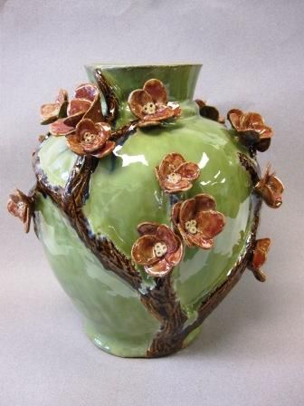 Flower Vessel II. Burke Pottery 5-6 (Independent Study). 2011 Flower Vessels Ideas, Ceramic Vase Flowers, Carved Flowers Pottery, Vase Ideas Ceramic, Vessel Pottery, Flower Ceramics, Ceramic Plates Art, Flower Vessel, Pottery Flower Vase