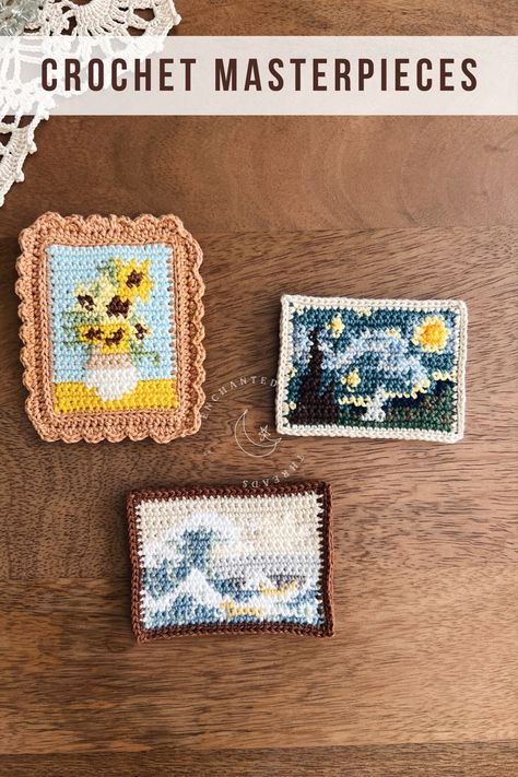 Crochet Van Gogh, Starry Night Pattern, Crochet Fall Decor, Night Pattern, Bookmark Crochet, Crochet Bookmark Pattern, Pixel Crochet, Crochet Design Pattern, The Starry Night