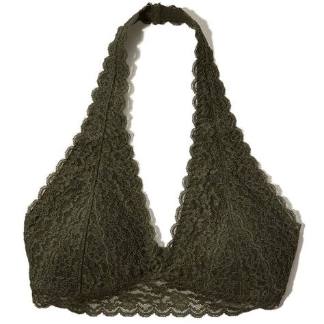 Hollister Gilly Hicks Removable-Pads Lace Halter Bralette (22 CAD) ❤ liked on Polyvore featuring tops and olive lace Lacy Bras, Halter Neck Bra, Bras Lace, Lace Halter Top, Lacy Lingerie, Lacy Bra, Strap Bra, Lace Halter Bralette, Halter Bra