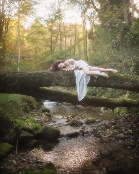 Model In Forest Photoshoot, Woman In The Woods Photography, Dress In Forest Photoshoot, Forestry Photoshoot, Woodland Photography Model, Photoshoot In Creek, Ethereal Forest Photo Shoot, Whimsical Forest Photoshoot, Forest Photoshoot Woman