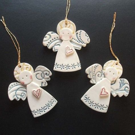 handmade pottery angels | Christmas Angel Crafts Salt Dough Crafts, Pottery Angels, Diy Angels, Clay Christmas Decorations, Dough Ornaments, Popular Crafts, Ceramic Angels, Angel Crafts, Christmas Clay