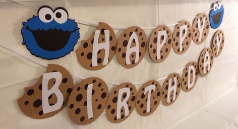 Cookie Monster Birthday Party, Cookie Birthday, Monster First Birthday, Happy Birthday Cookie, Monster 1st Birthdays, Cookie Monster Party, Cookie Monster Birthday, Sesame Street Cookie Monster, Sesame Street Birthday Party