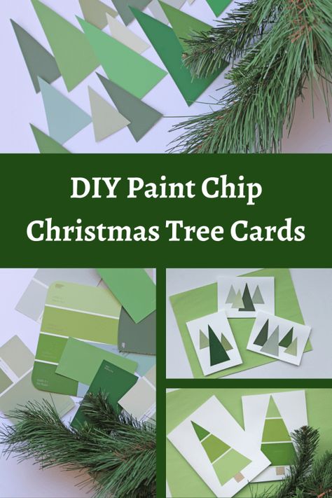 Cards Using Paint Chips, Paint Sample Cards Ideas, Paint Chip Christmas Cards, Paint Chip Cards Ideas, Paint Chip Christmas Crafts, Paint Chips Crafts, Paint Chip Ornaments, Paint Chips Diy, Paint Chip Cards