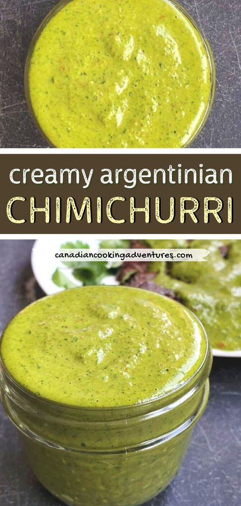 Creamy Argentinian Chimichurri Recipe Argentinian Chimichurri Recipe, Argentinian Chimichurri, Eastern European Recipes, Chimichurri Recipe, Weekend Cooking, Condiment Recipes, Chimichurri Sauce, Canadian Food, Healthy Pasta Recipes